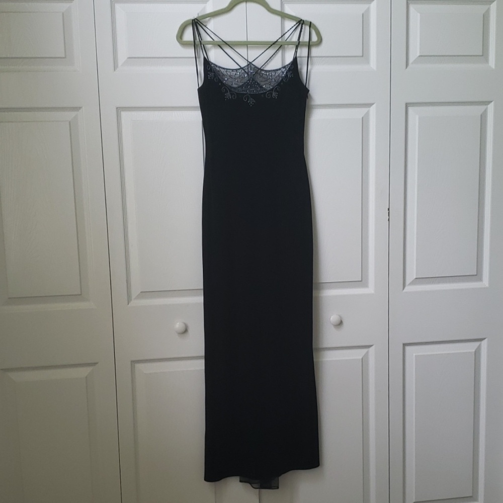 - Dave & Johnny Black Beaded Evening Gown